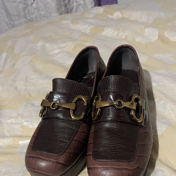 Jeffrey Campbell Student- Brown Croc Platform Block Heel Loafers - Picture 2 of 8